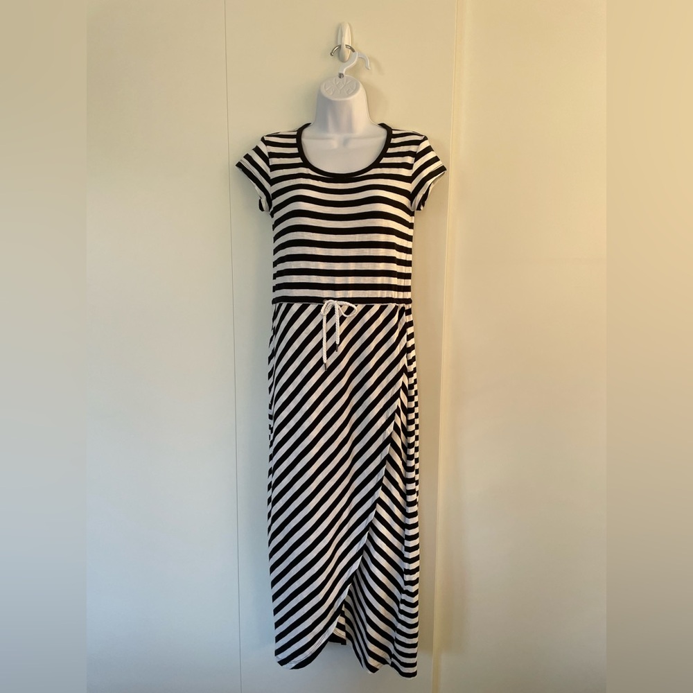 Talbots Black and White Striped Maxi Dress.